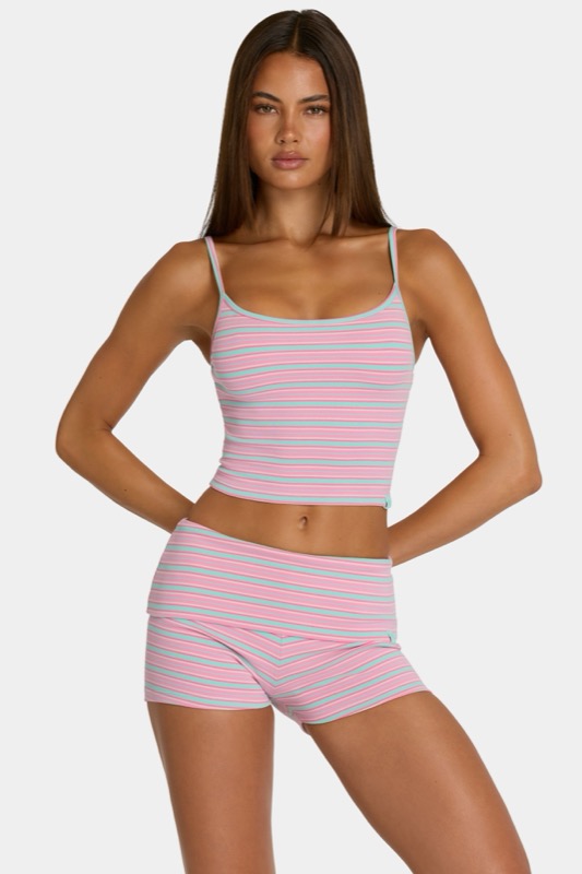 Brushed Jersey Tank Top in Multi Stripe