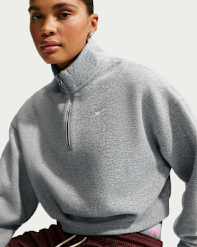 Nike Studio Fleece Oversized Quarter-Zip Cropped Top