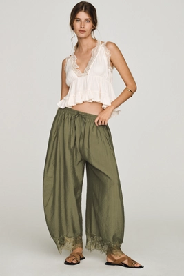 By Anthropologie Reverie Lace-Trim Tapered Pants