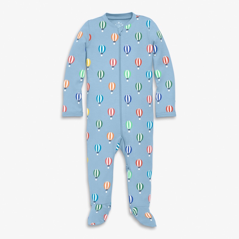 Clearance baby organic zip footie in hot air balloons