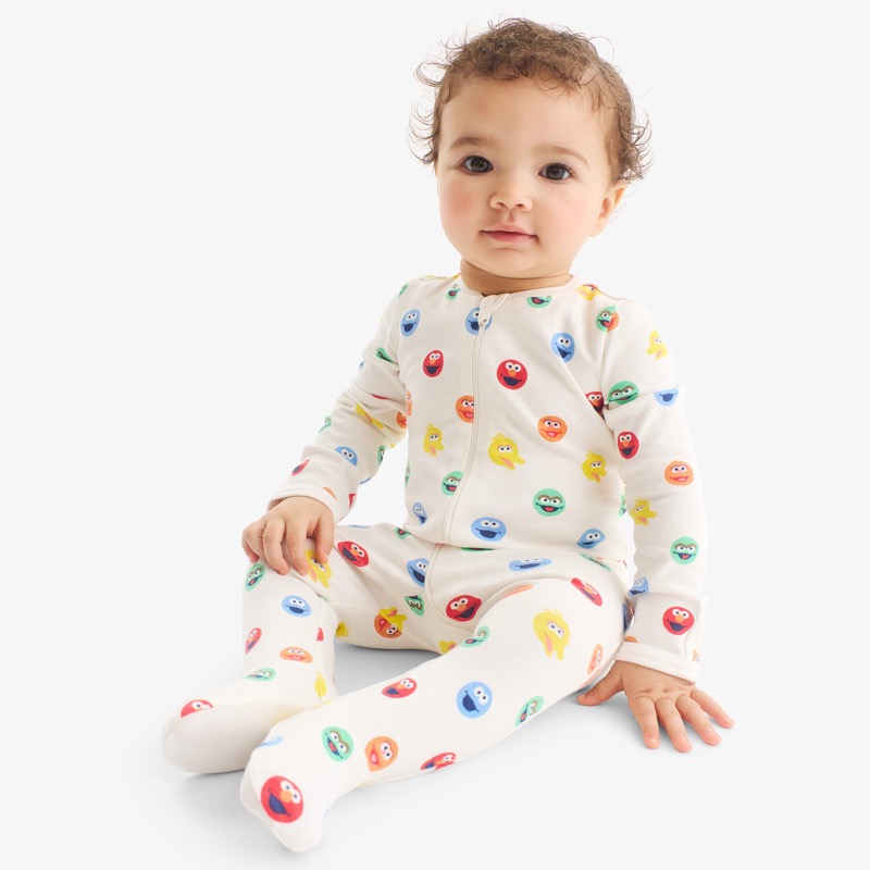 Clearance baby organic Sesame Street friends zip footie