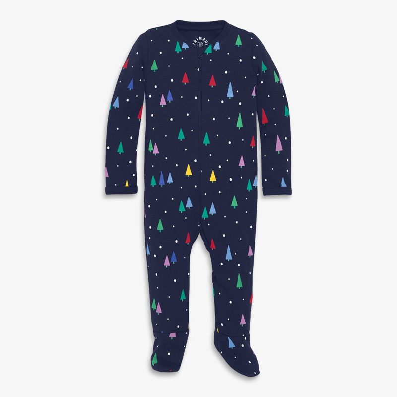 Clearance baby organic zip footie in rainbow forest