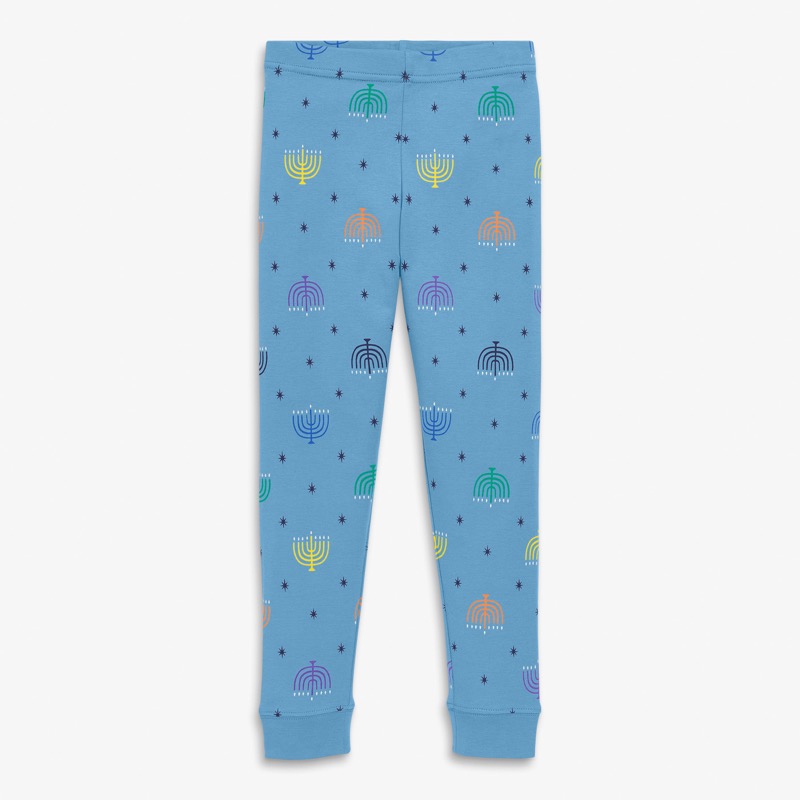 Clearance kids organic PJ pant in rainbow menorahs