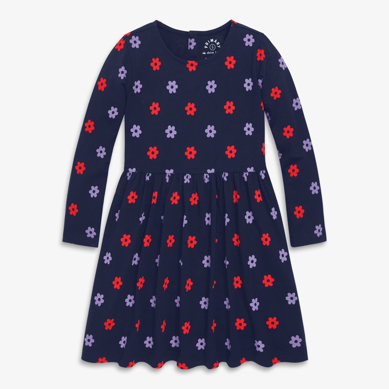 Clearance kids long sleeve perfect pocket dress in violet blooms