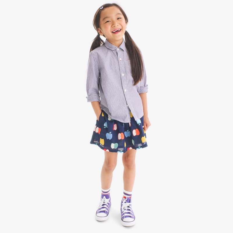 Clearance kids pull-on pocket skirt in rainbow apples