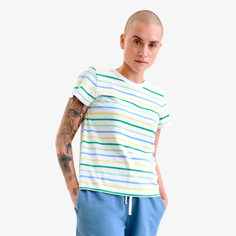 Clearance women's fit classic crewneck multi-stripe tee