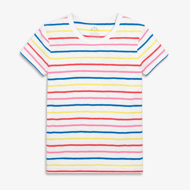 Clearance women's fit classic slub crewneck multi-stripe tee