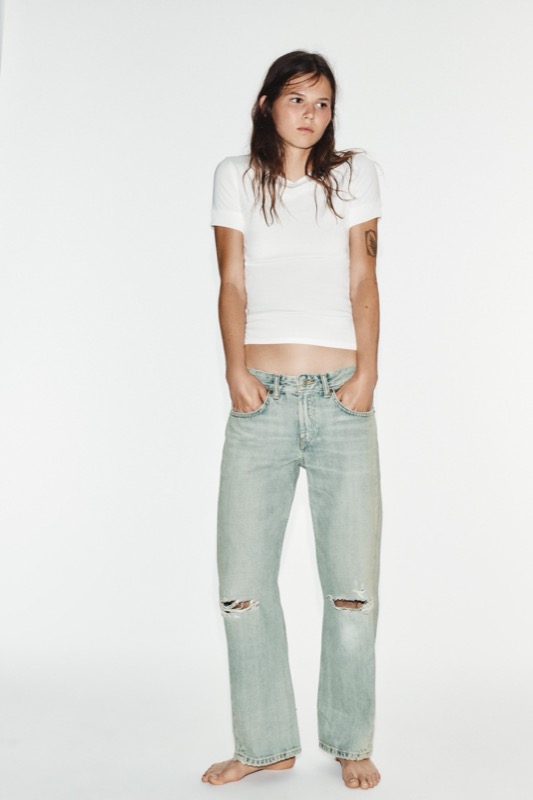 Trf Cropped Distressed Jeans