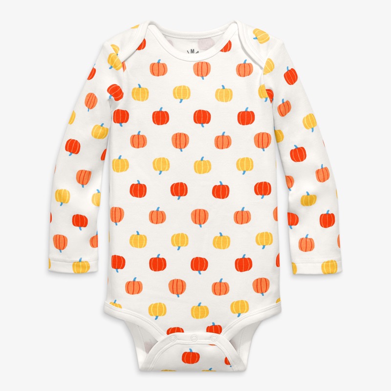 Clearance organic long sleeve babysuit in candy pumpkins