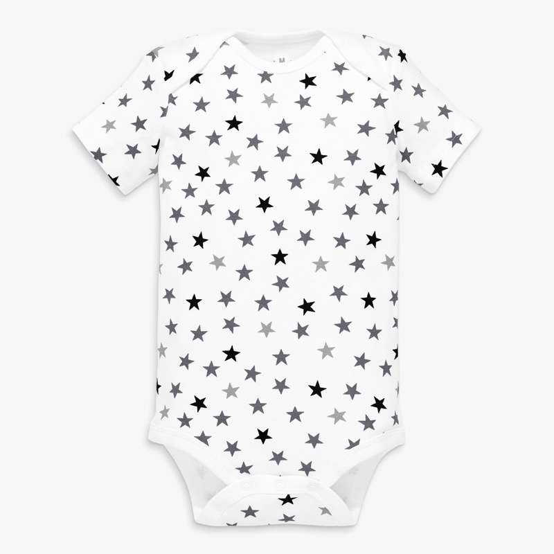 Clearance organic short sleeve babysuit in mini star