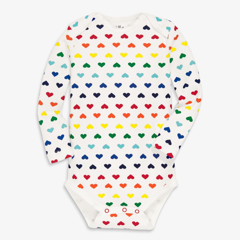 Clearance organic long sleeve babysuit in rainbow heart