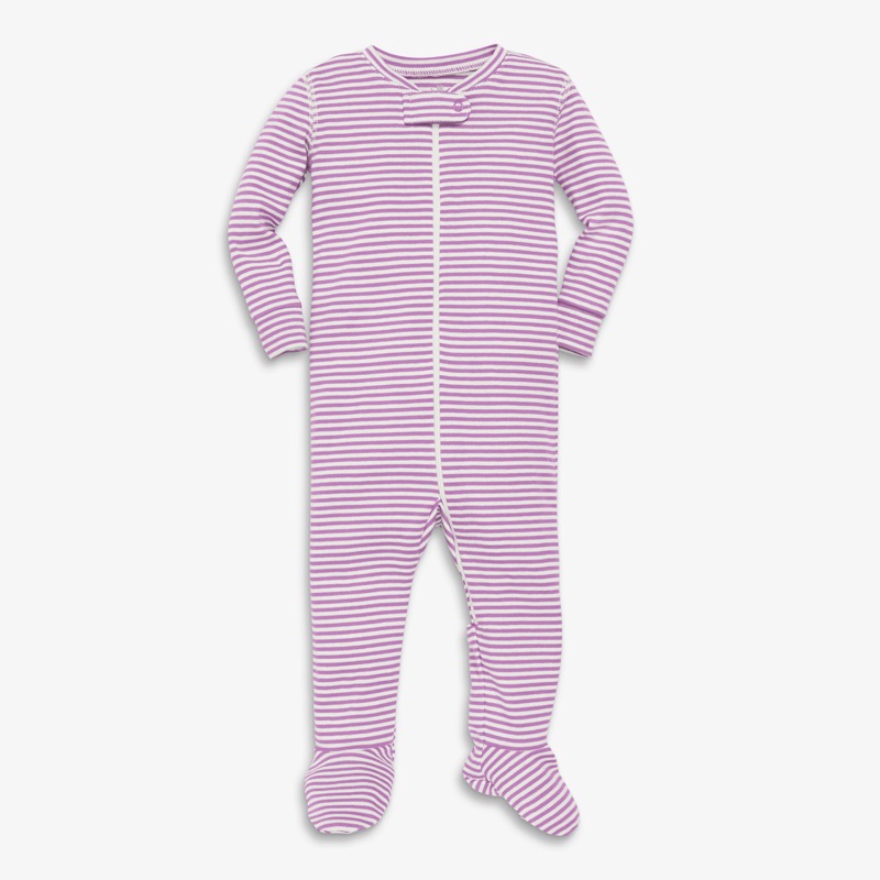 Clearance baby organic zip footie in mini stripe