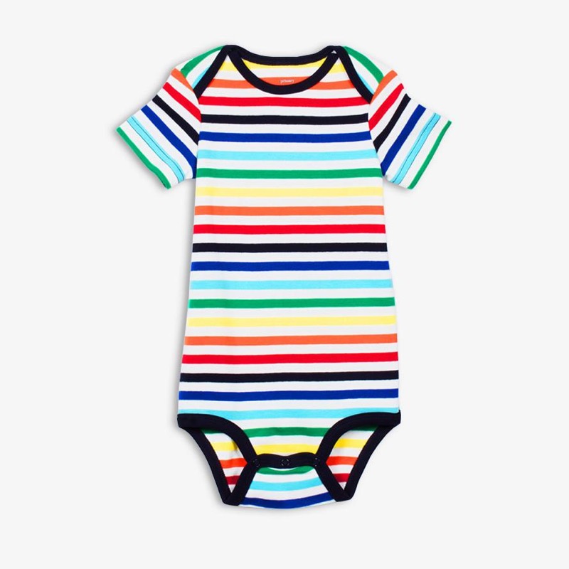 Clearance short sleeve babysuit in rainbow stripe