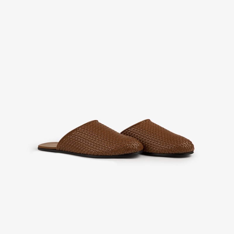 Leather Raffia Mule