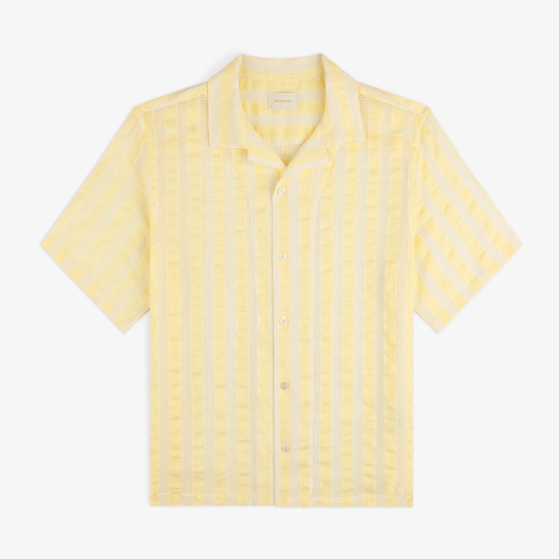 Linen Blend Striped Camp Shirt