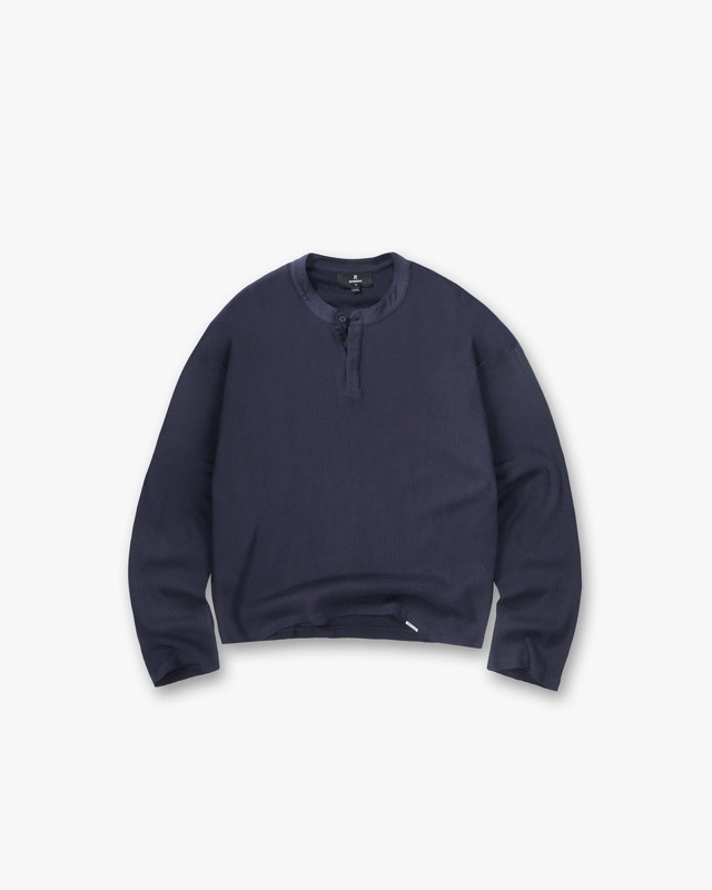 Initial Henley Waffle Long Sleeve T-Shirt