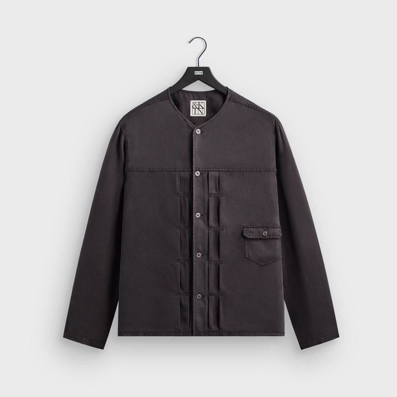 &Kin Garment Dyed Silk Collarless Yardley Shirt