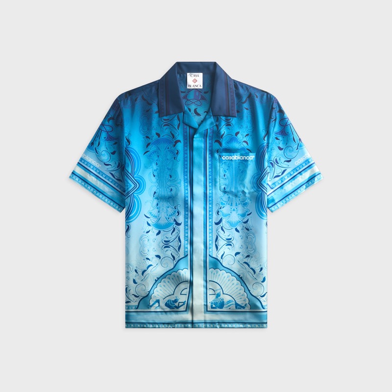 Casablanca Gradient Egyptian Rug Short Sleeve Silk Shirt