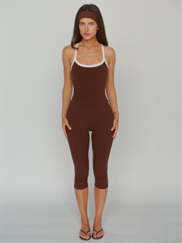 organic cotton capri leggings – chocolate brown