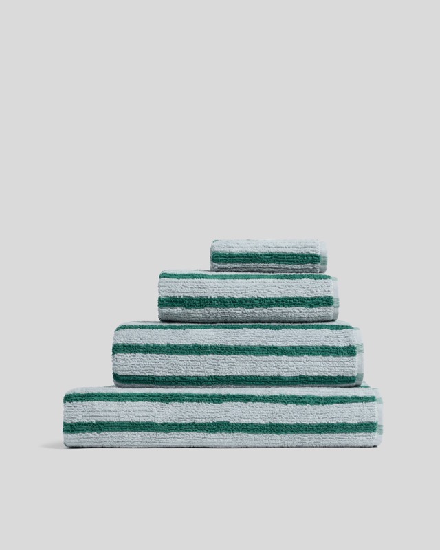 Organic Resort Stripe Towels (Sky with Malachite)