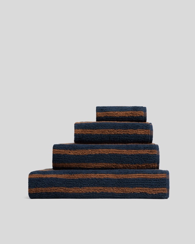 Organic Resort Stripe Towels (Ink with Tobacco)